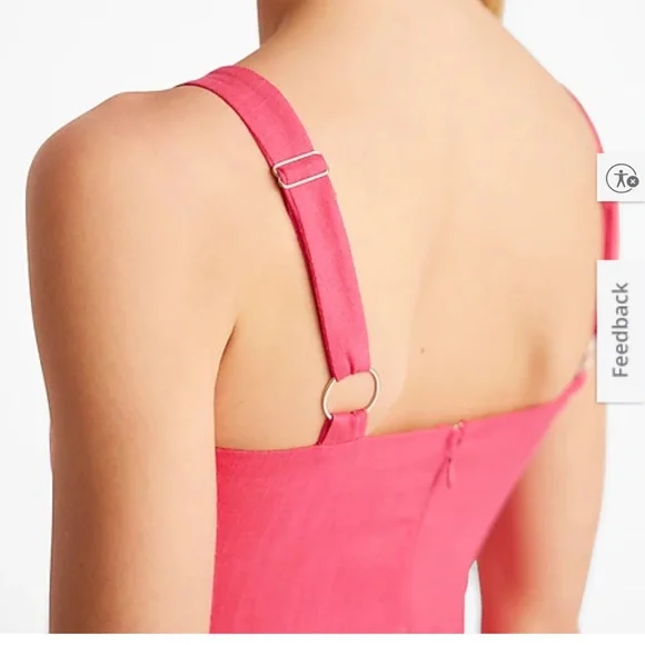 Express Pink Linen Blend Wide Leg Jumpsuit. Square Neck Sleeveless. Size small - Picture 2 of 4